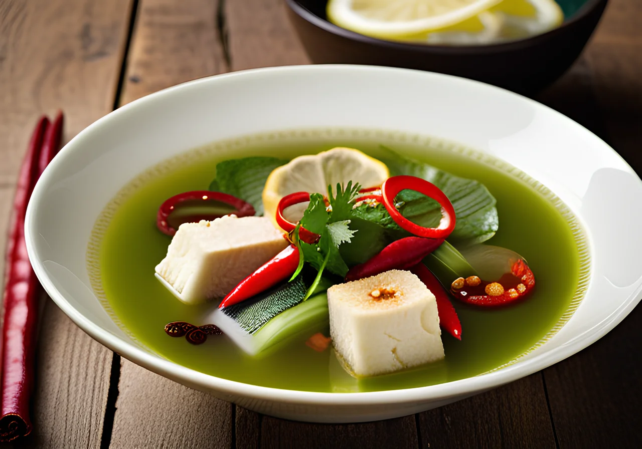 Spicy Thai Soup with Lemon and Tofu