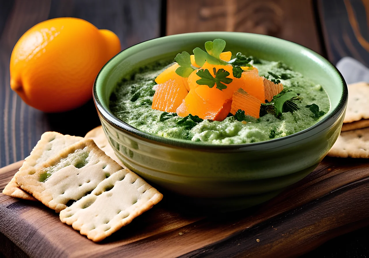 Kale Avocado Chili Dip with Keto Crackers