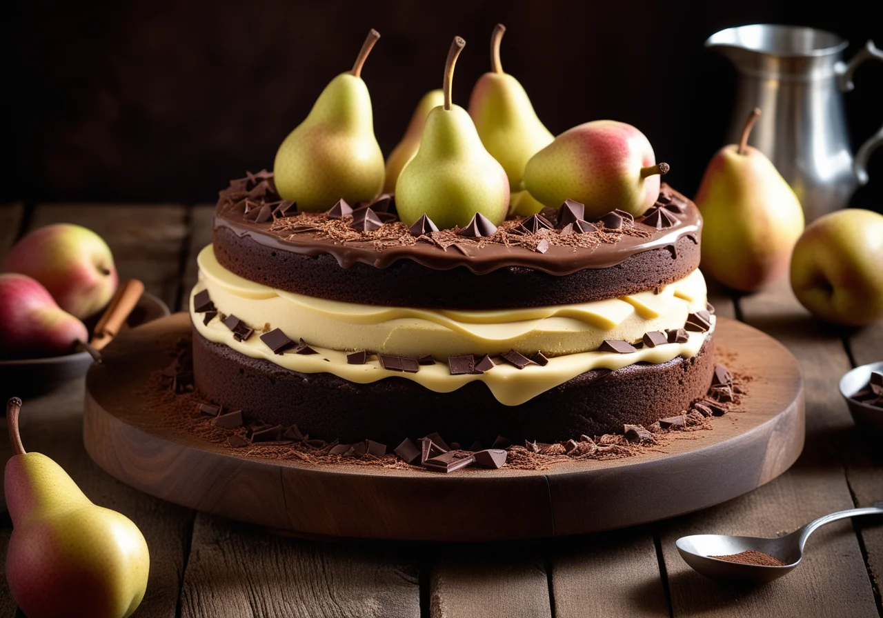 Chocolate Cream Pear Cake