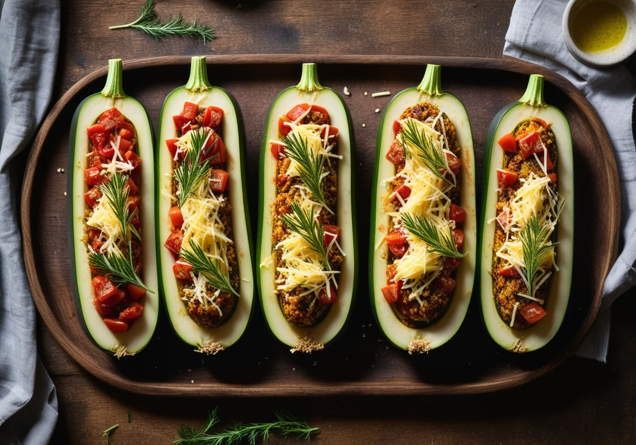 Turkish-Style Stuffed Zucchini Boats
