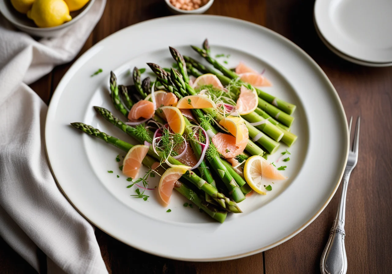 Green Asparagus Salad with Smoked Salmon