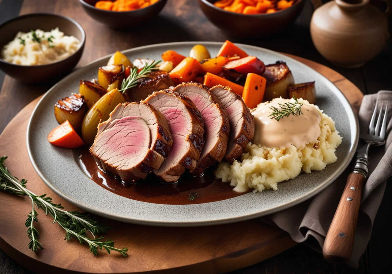 Crusted Pork on Vegetables