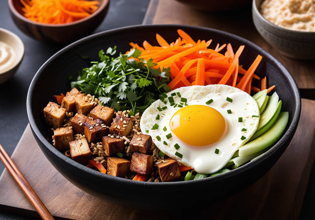 Bibimbap Bowl with Tofu and Egg