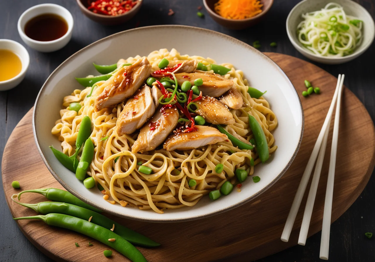 Stir‑Fried Noodles with Chicken