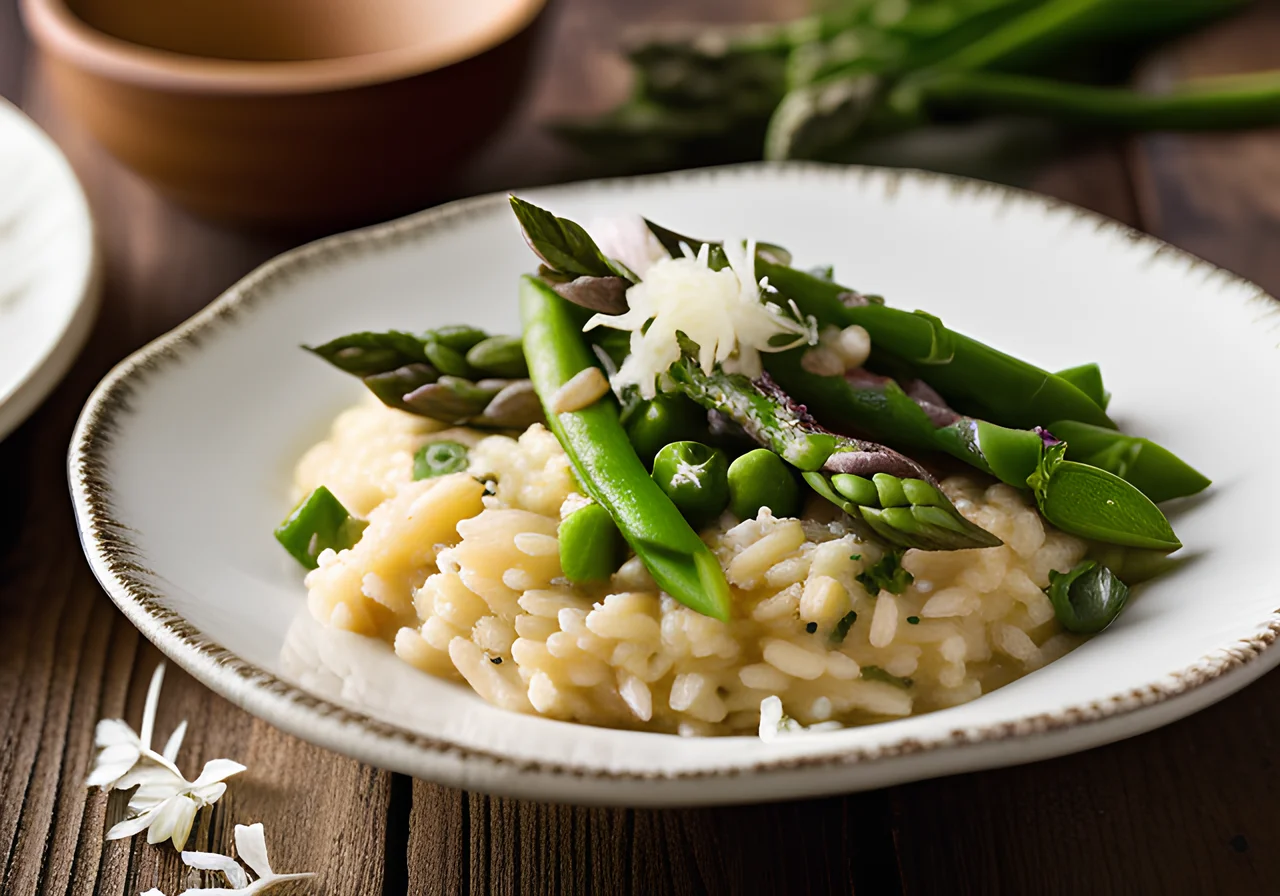 Asparagus Risotto with Sugar Snap Peas