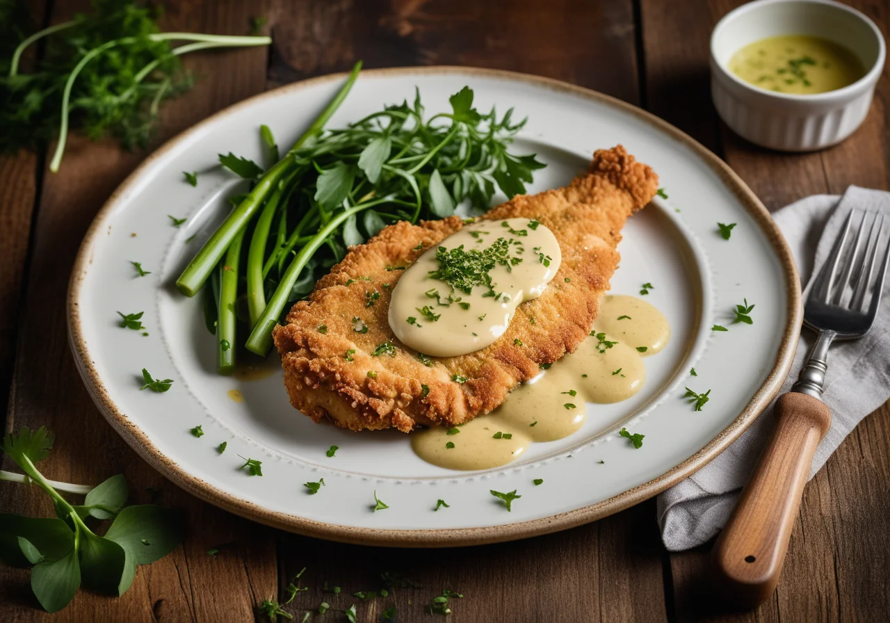 Chicken Schnitzel with Creamy Wild Garlic Filling