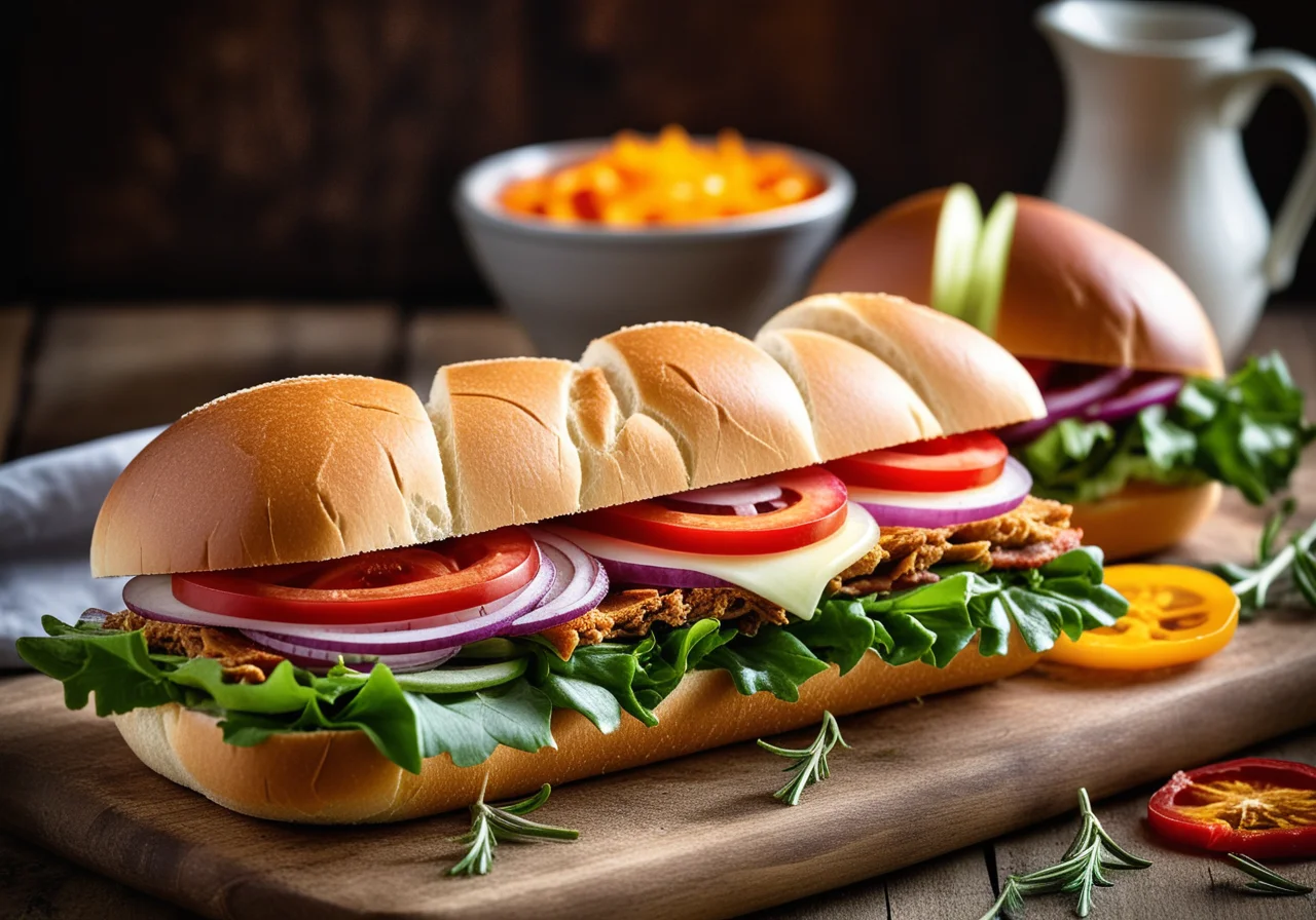 Double-decker bun with paprika and turkey breast