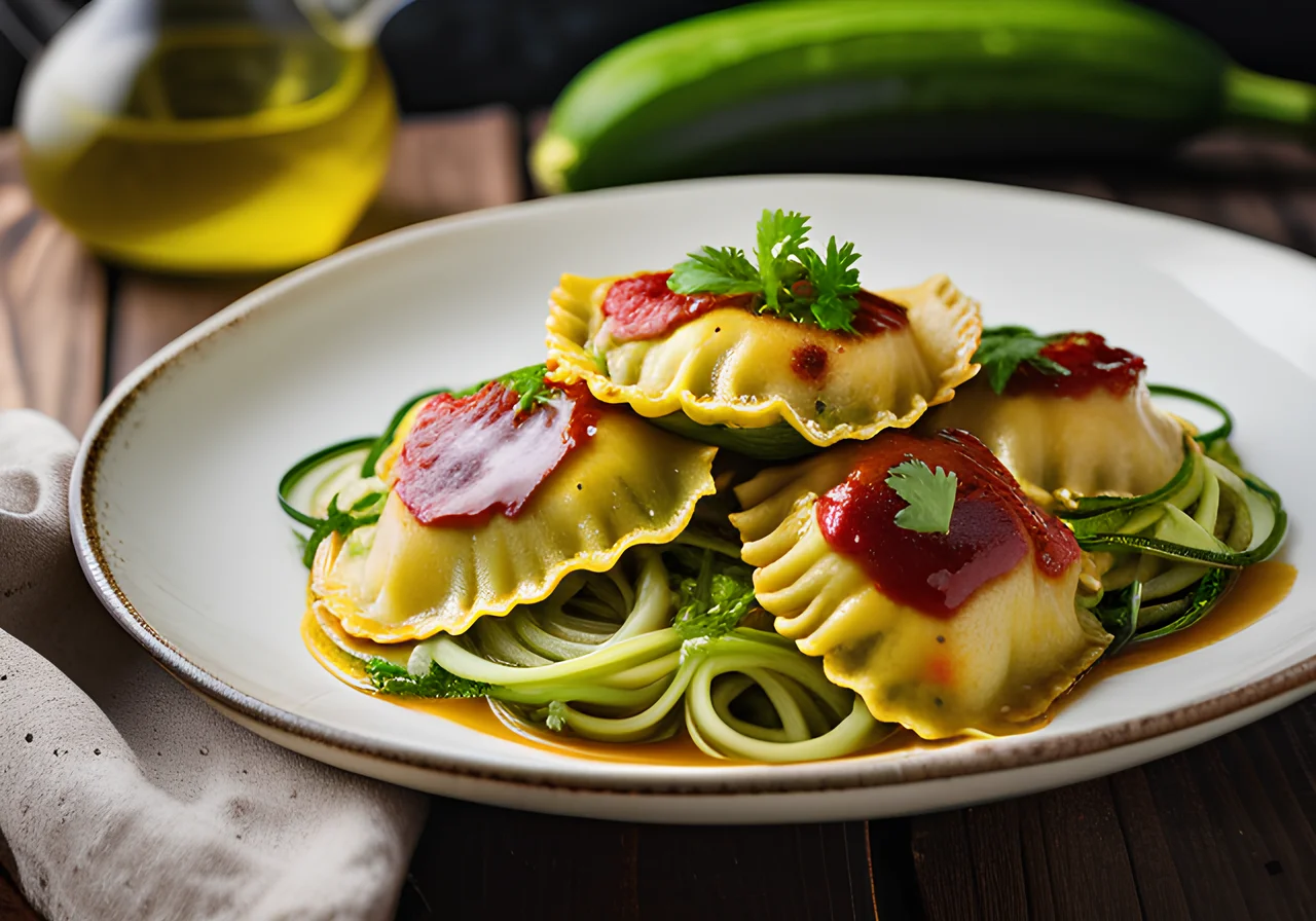 Stuffed Ravioli with Zucchini Spaghetti