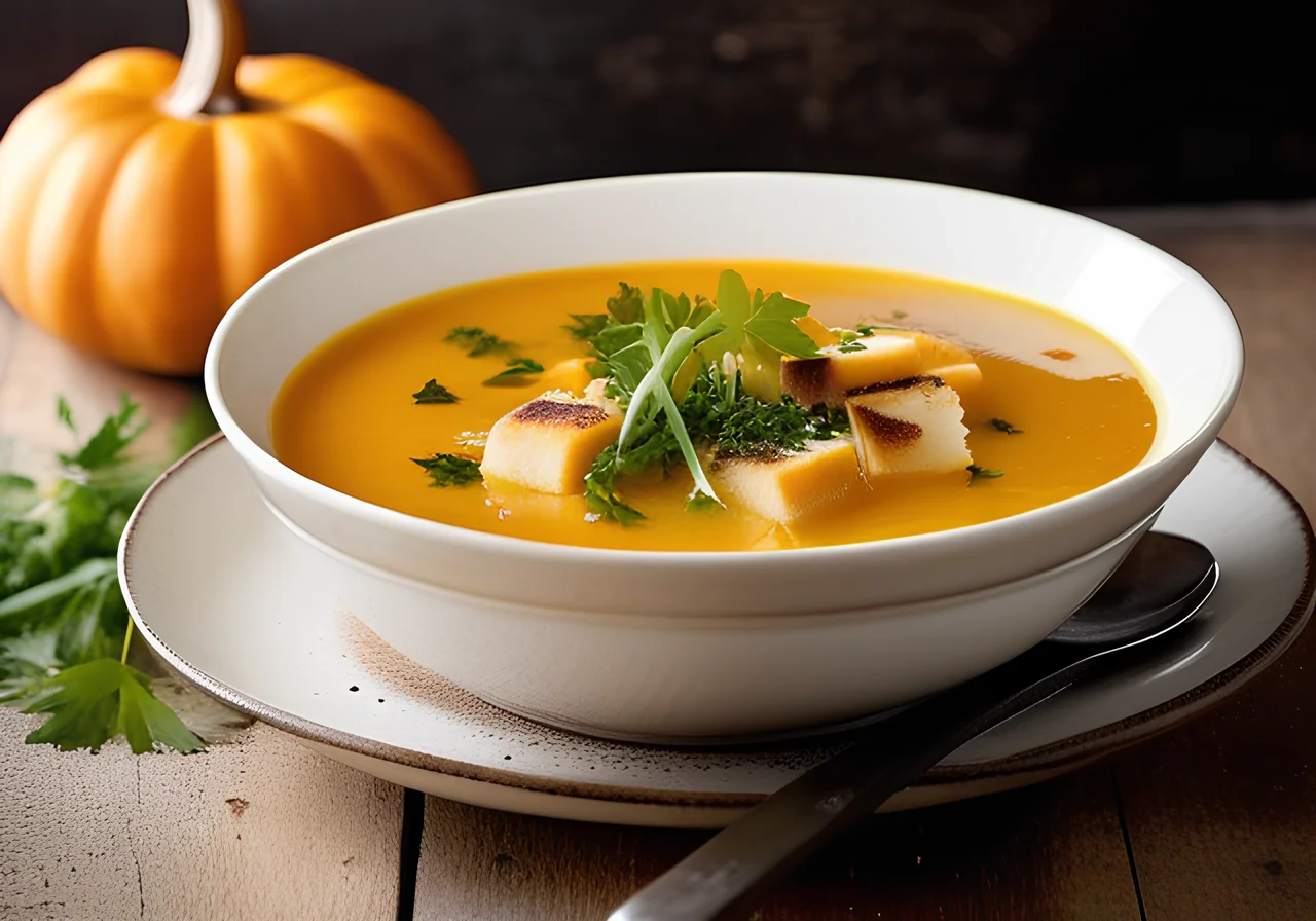 Pumpkin Sweet Potato Soup with Bread