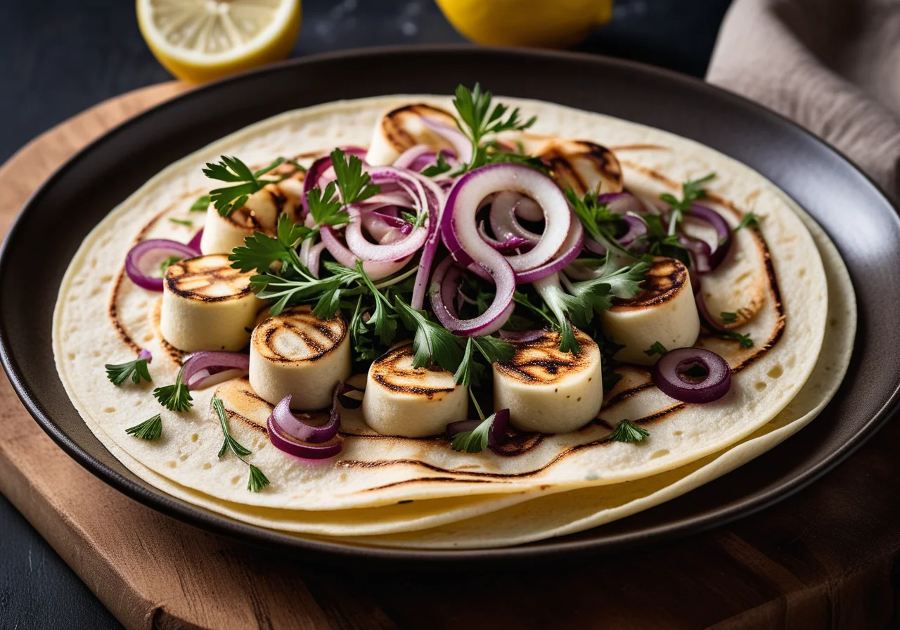 Fennel and Squid in Wheat Flour Tortilla