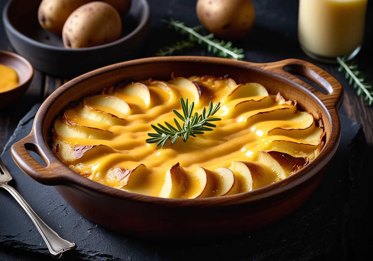 Simple Potato Gratin with Cheddar