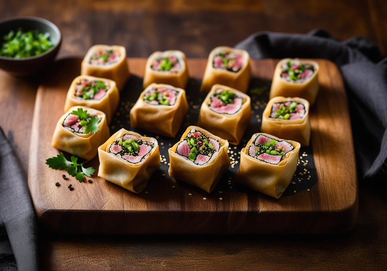 Tuna in Spring Roll Wrapper with Sesame