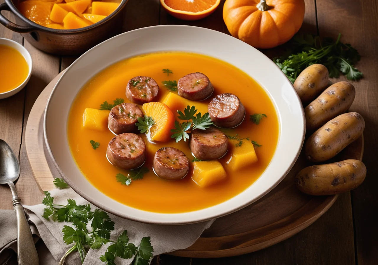 Pumpkin Stew with Cooking Sausage