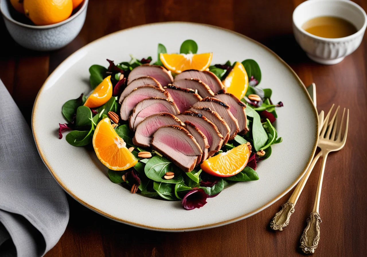 Duck with Japanese Pear (Nashi) and Green Salad