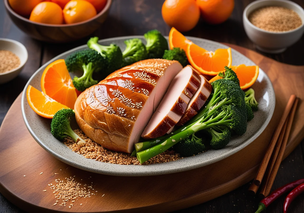 Turkey Breast with Honey Sesame Crust and Orange Chili Sauce