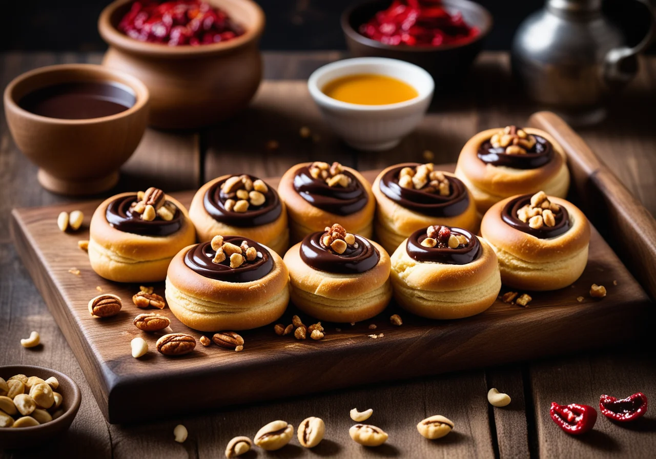 Chocolate Nut Rolls from Filo Dough