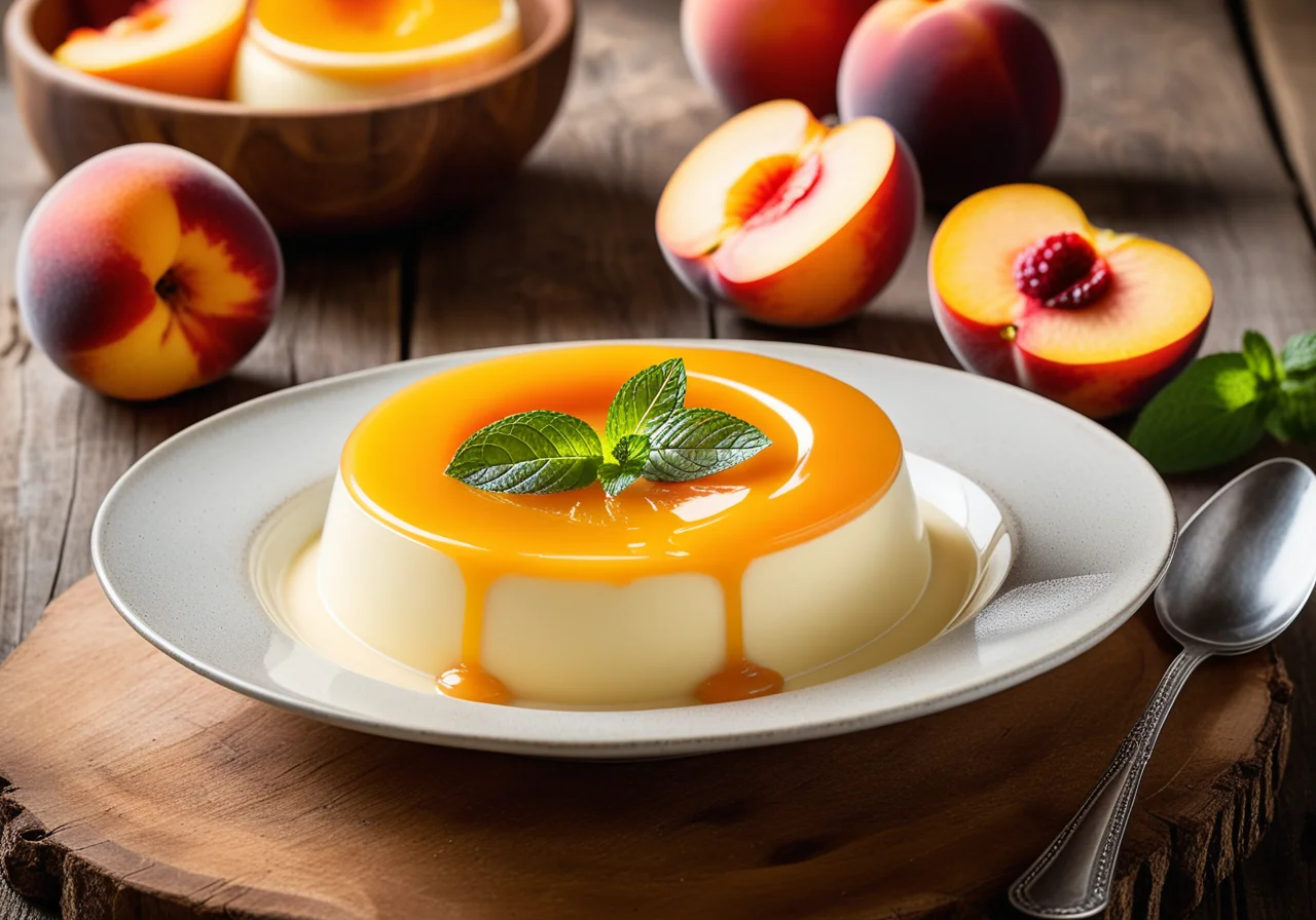 Quark-Grieß-Creme with Peach Compote