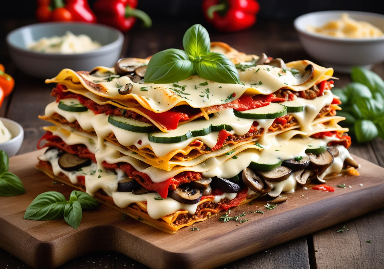 Vegetarian Lasagna with Colorful Vegetables