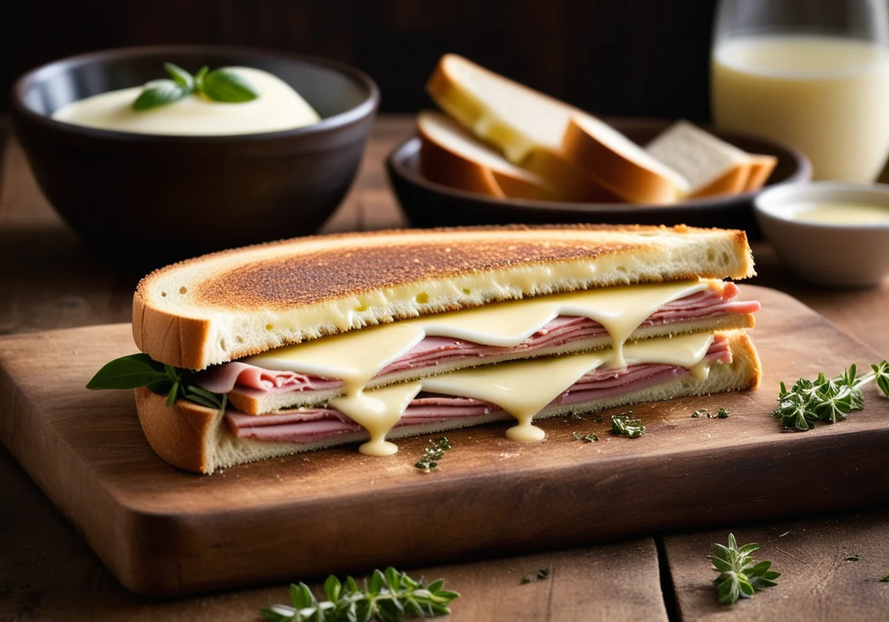 Baked Toast Sandwiches with Ham and Mozzarella