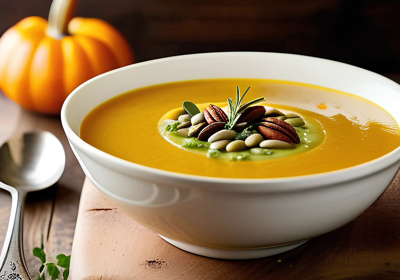 Pumpkin Apple Soup with Pumpkin Seed Oil