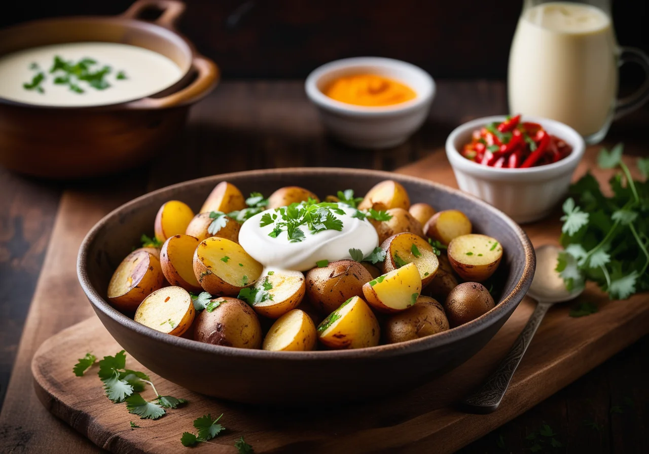 Indian Potatoes with Yogurt Sauce