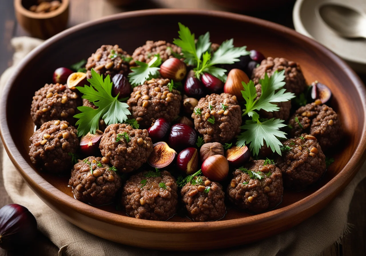 Pan‑fried Ground Beef with Chestnuts