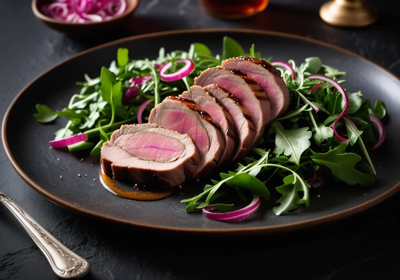 Marinated Duck Breast with Arugula