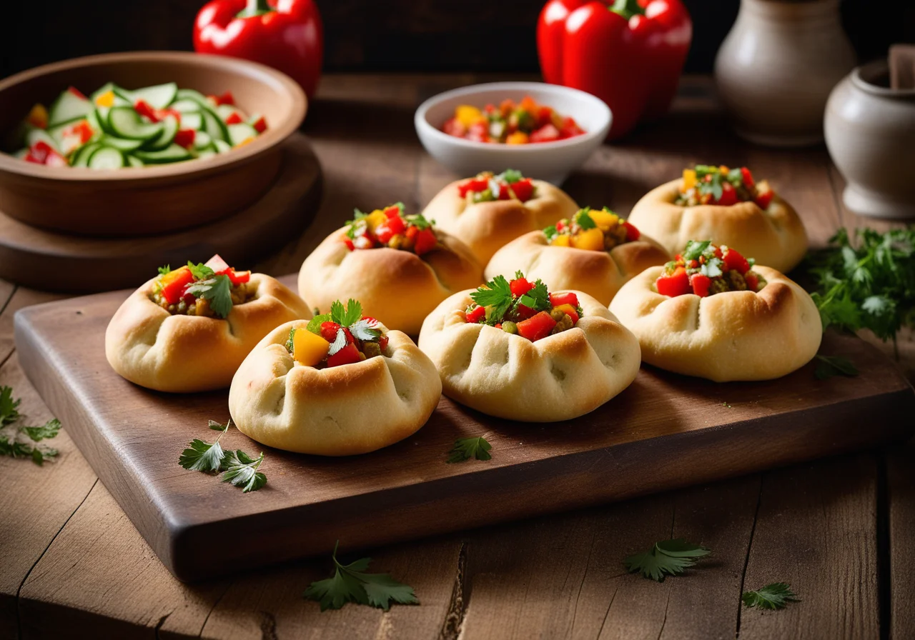Dough Pockets with Turkey Breast and Bell Pepper