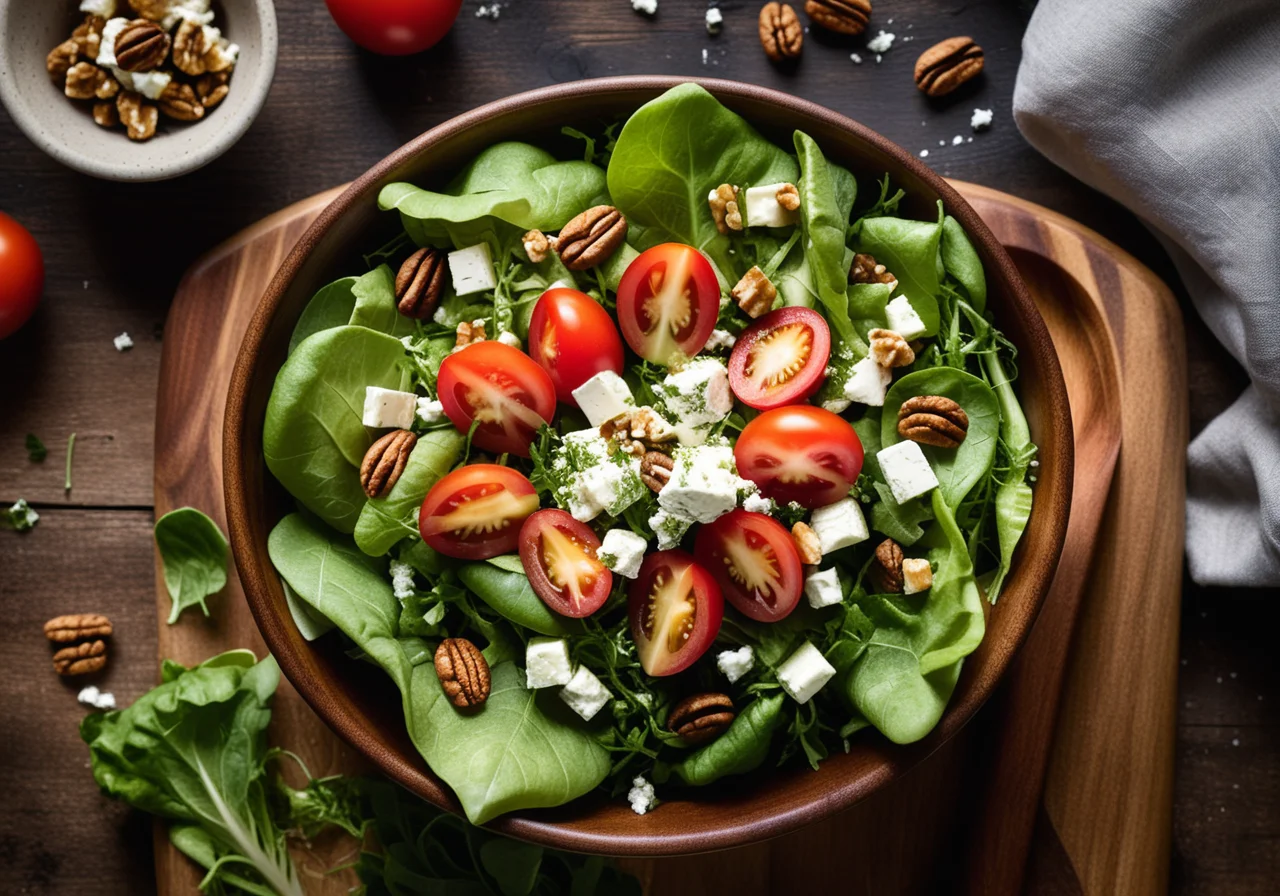 Leaf Salad with Feta and Tomatoes