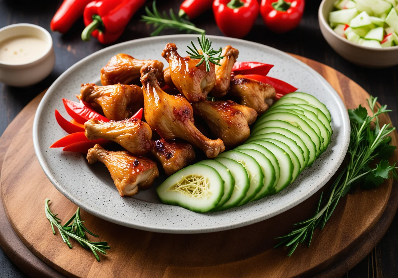 Chicken Wings with Vegetable Salad
