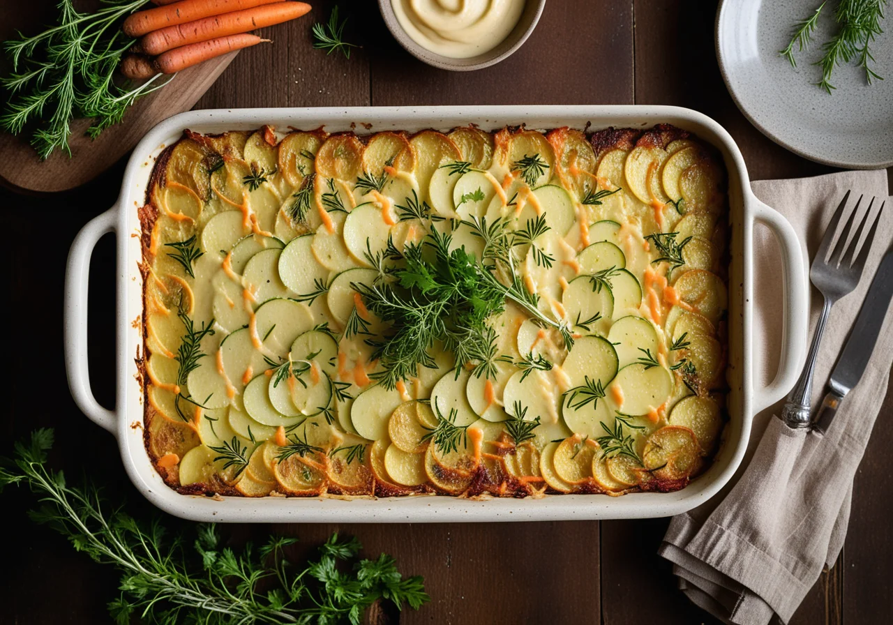 Potato Vegetable Gratin with Zucchini and Carrots