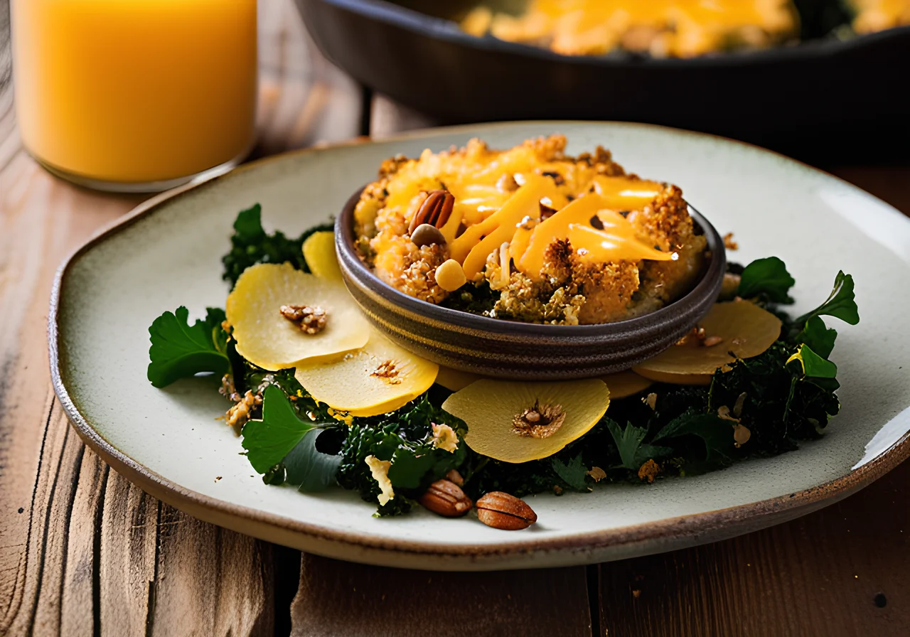 Kohlrabi Kale Gratin with Hazelnut Crust