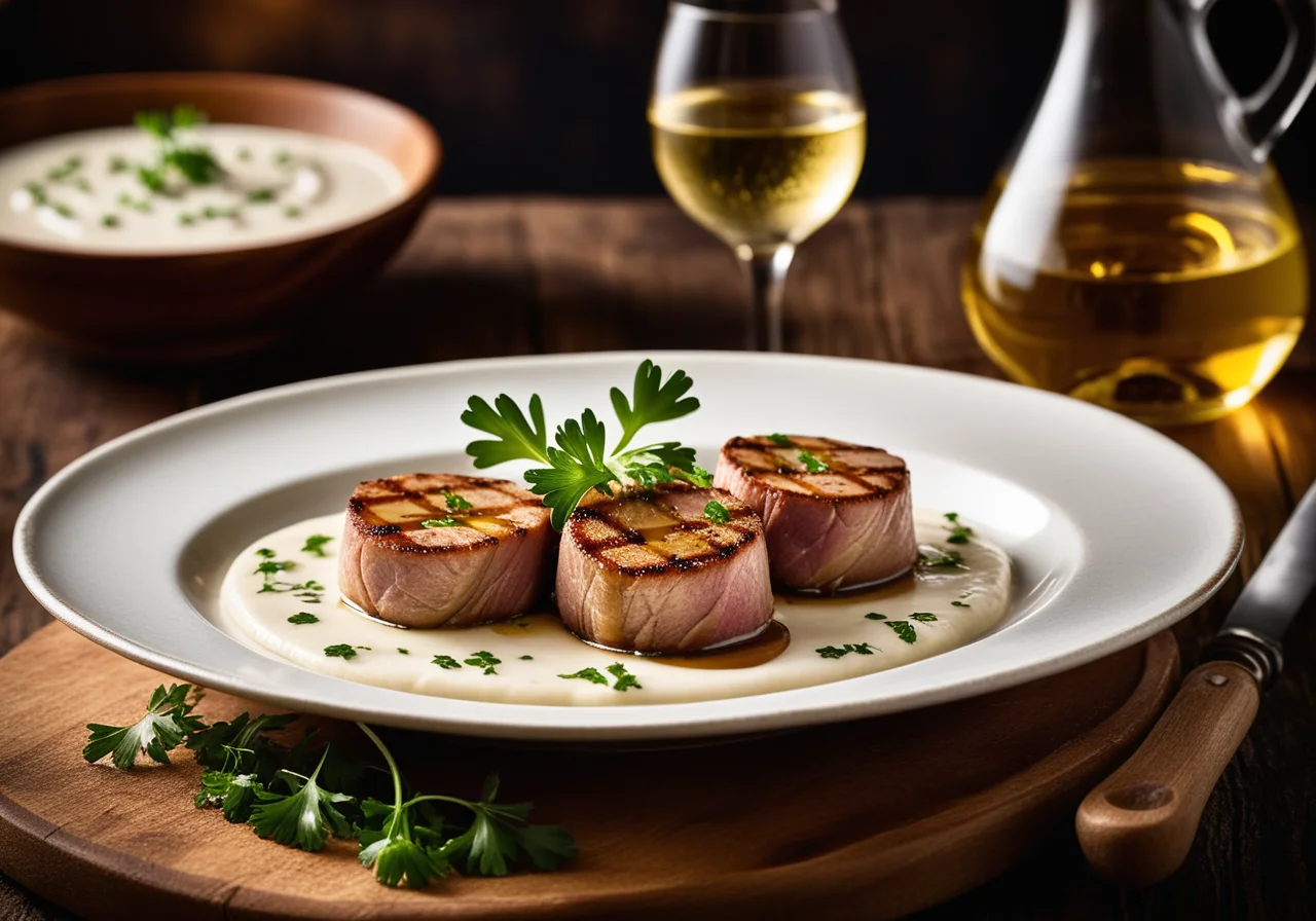 Pan-Seared Pork Fillet Medallions with White Wine Sauce