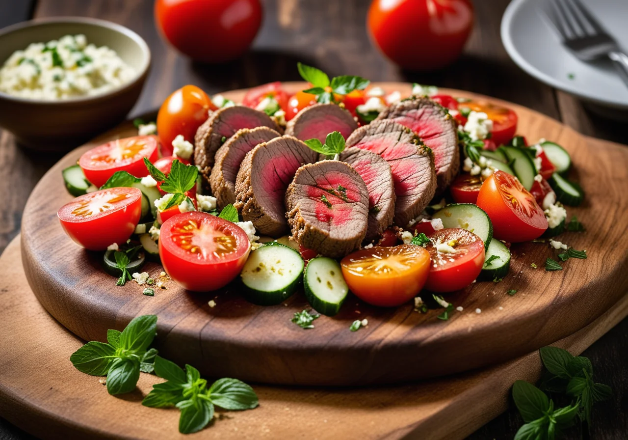 Lamb Fillet with Tomato Mint Salad