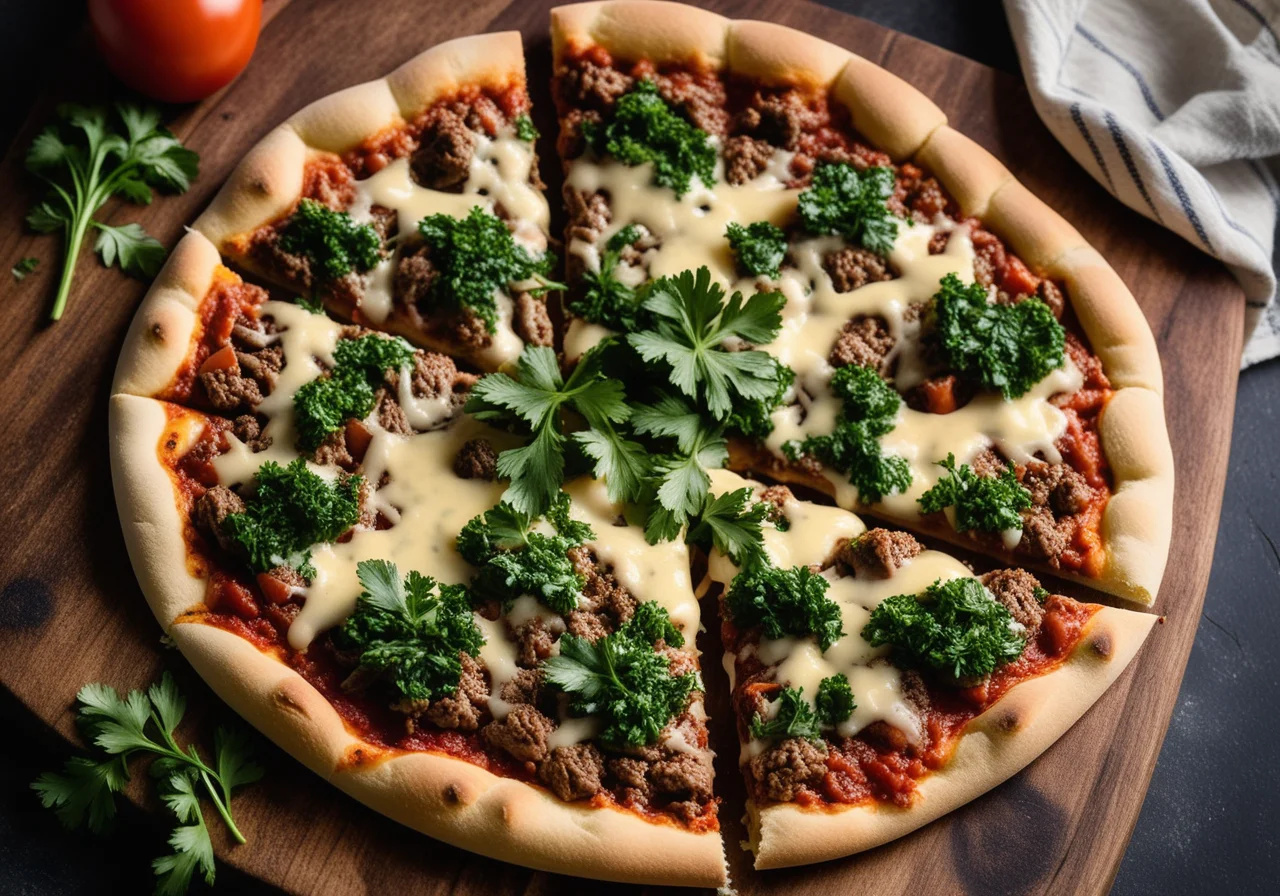 Ground Meat Pizza with Cheese