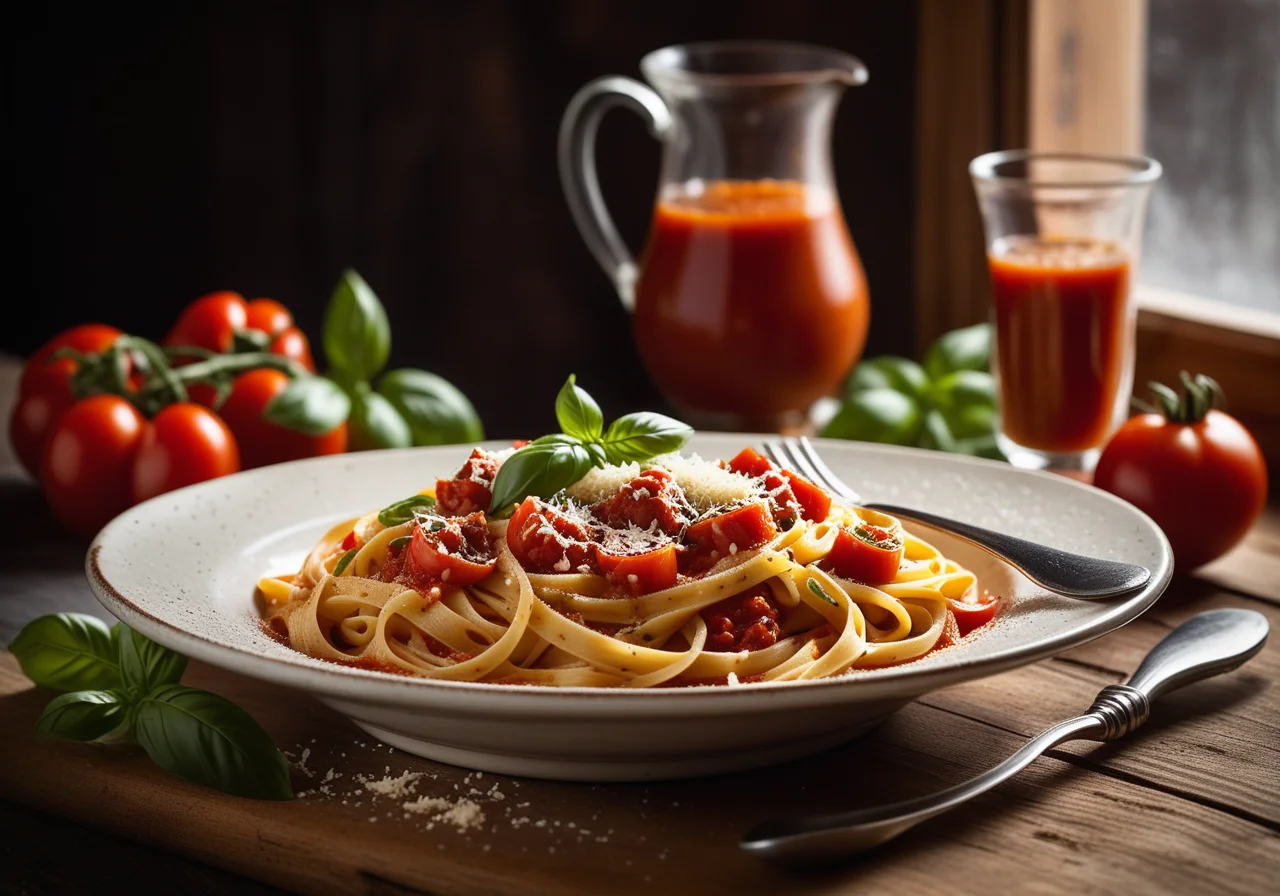Fettuccine with Tomato Sauce