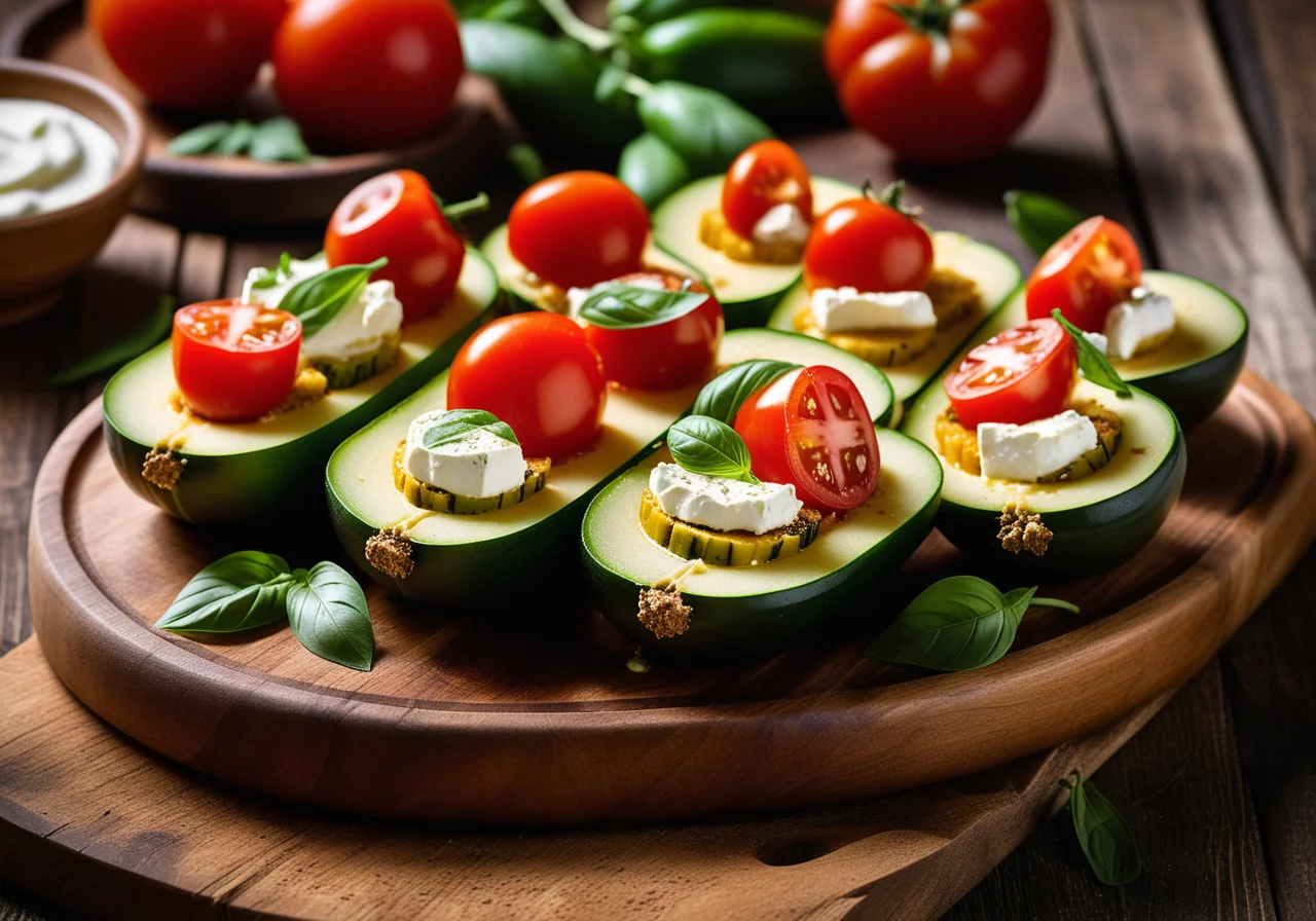 Stuffed Zucchini with Feta and Tomatoes