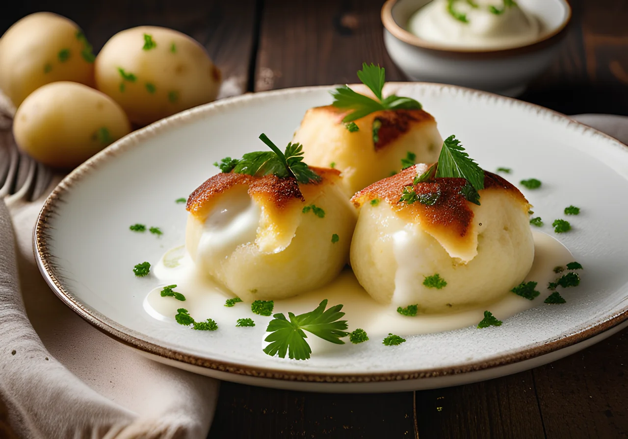 Polish-Style Potato Dumplings Filled with Quark