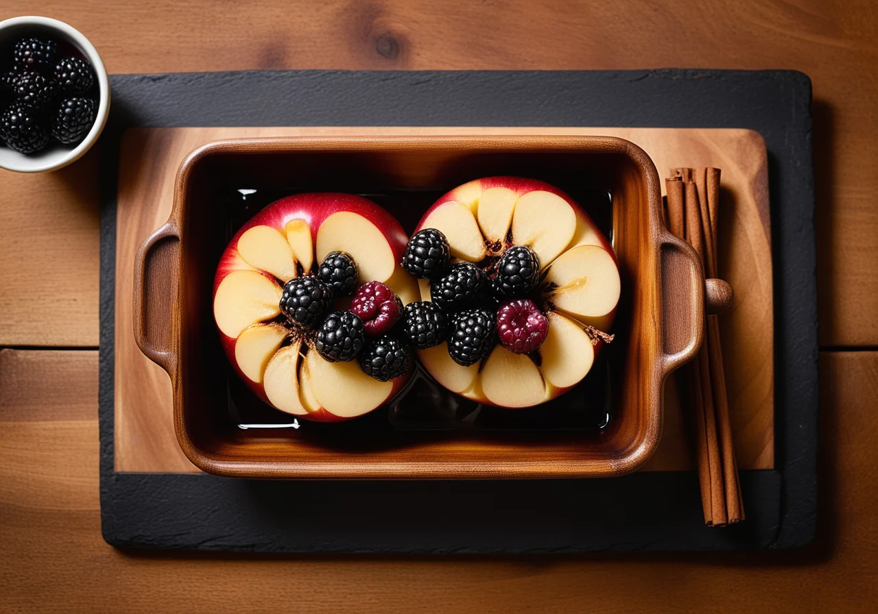 Roasted Apple Filled with Blackberries