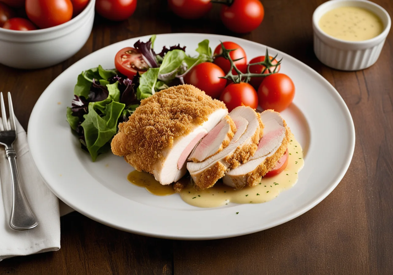 Chicken Cordon Bleu with Salad