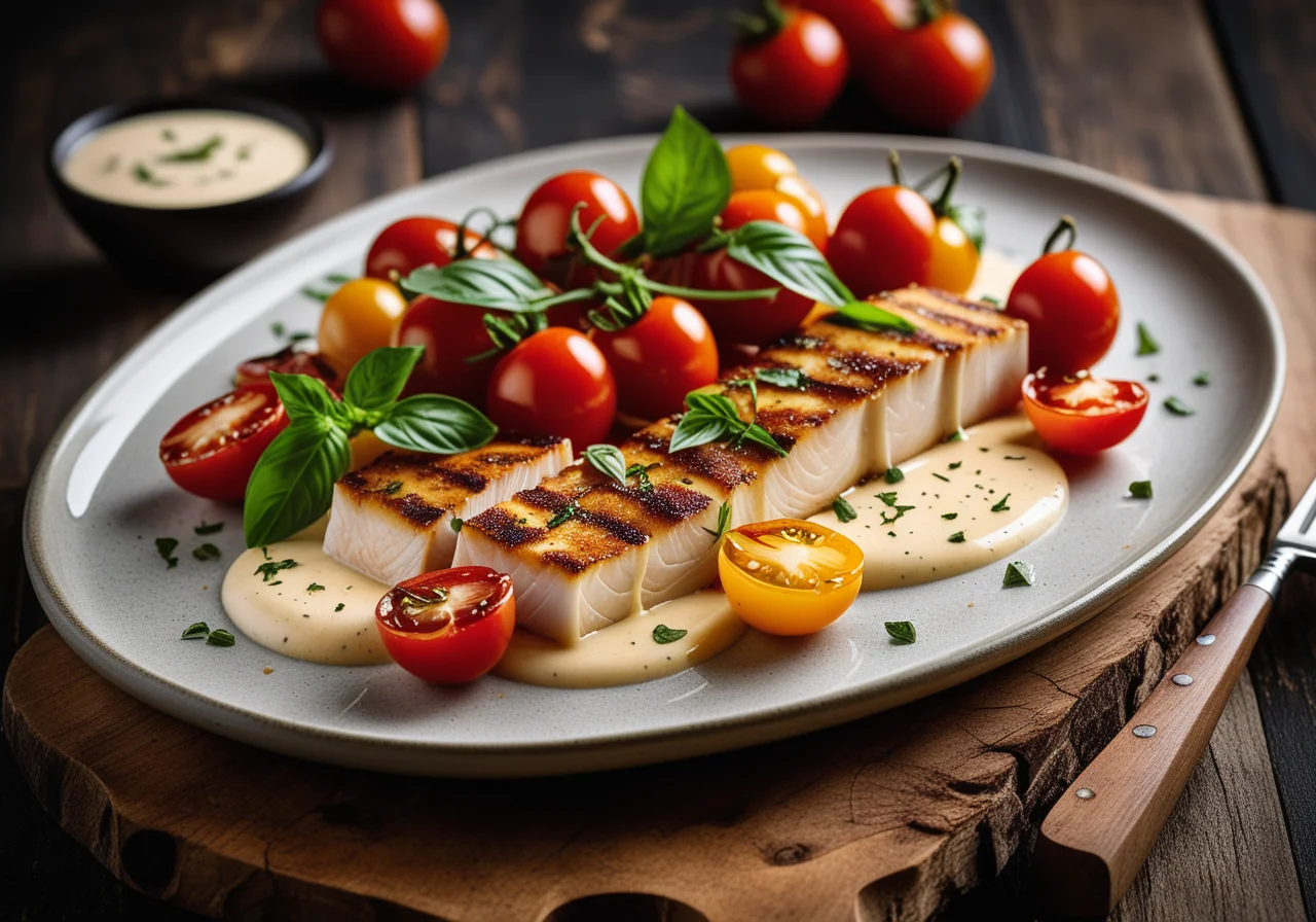Pikeperch on Tomatoes and Foamy Buttermilk Sauce