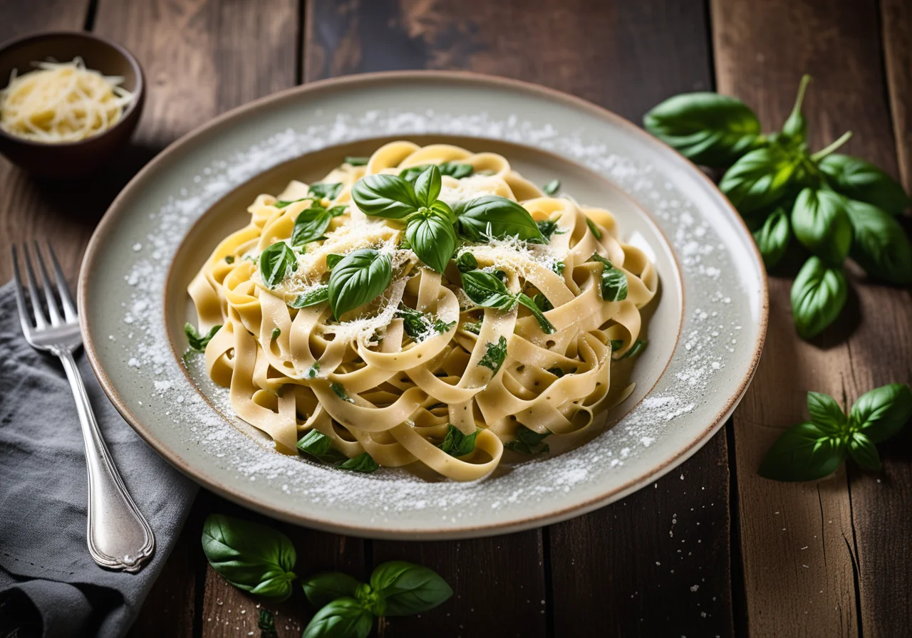 Tagliatelle in Basil Cream Sauce