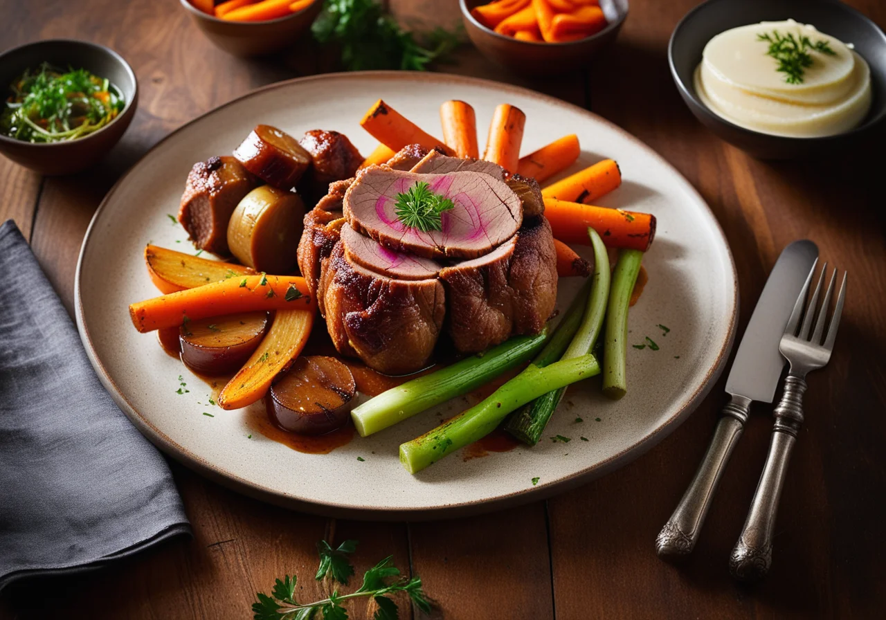 Roasted Pork Knuckle with Vegetables