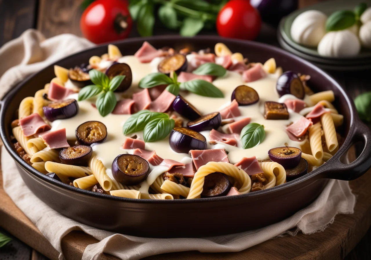 Pasta Bake with Mortadella and Vegetables