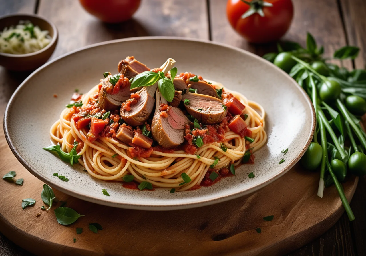 Pasta with Rabbit Tomato Sauce