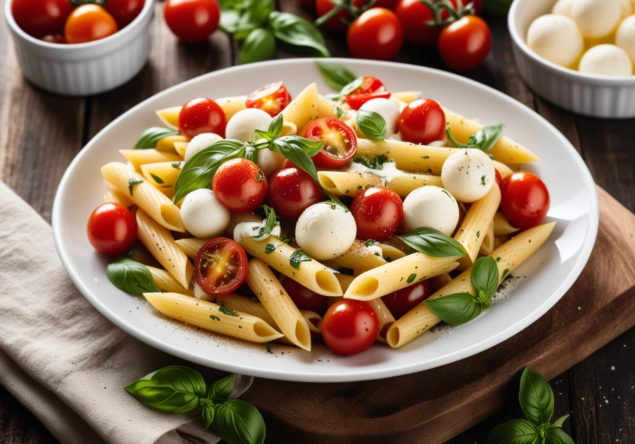 Penne with Tomatoes and Mozzarella