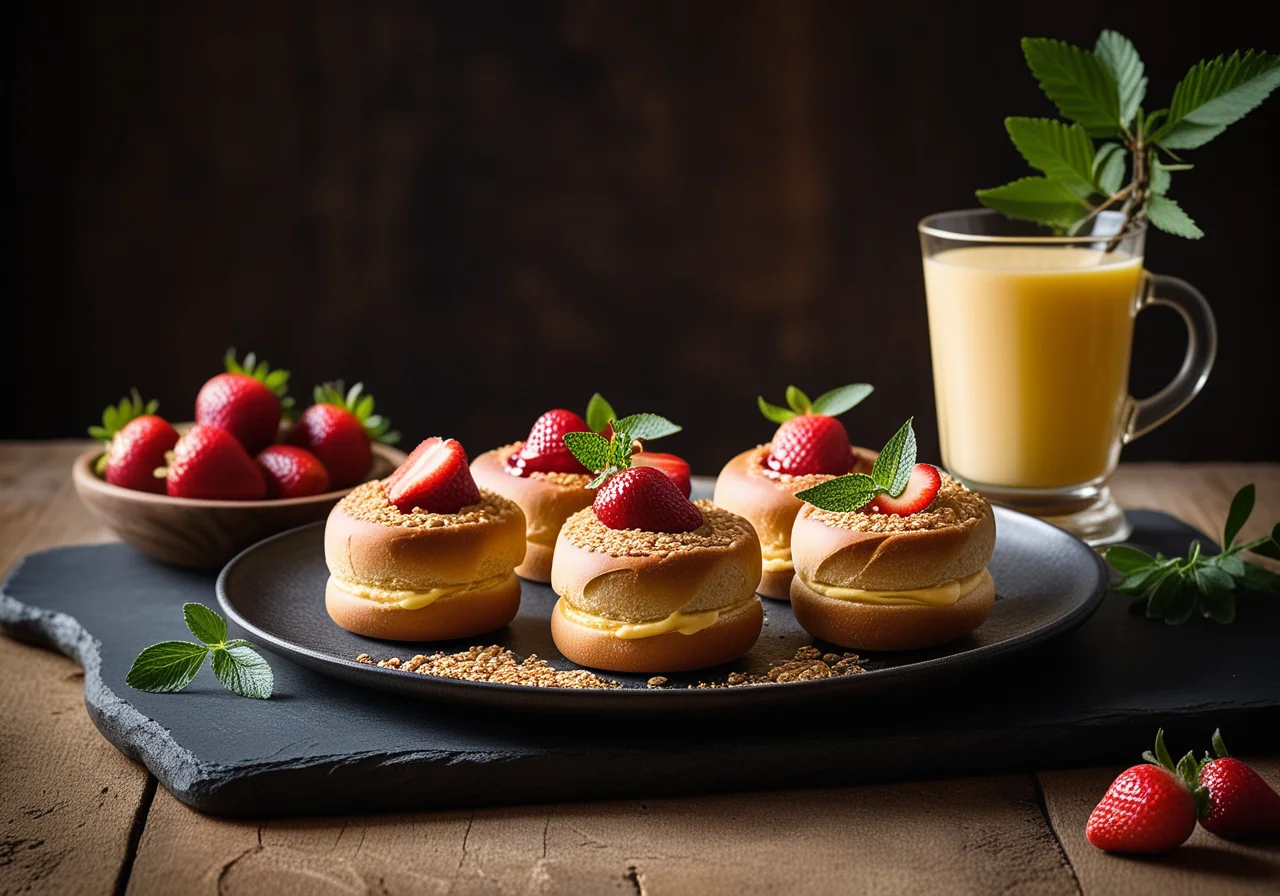 Sanddorn Quark Bread with Strawberries