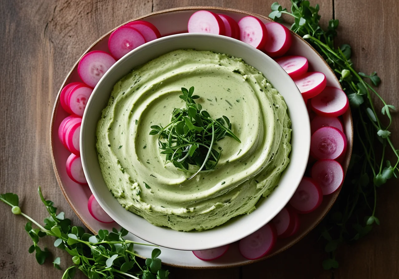 Pea Spread and Radish Salad