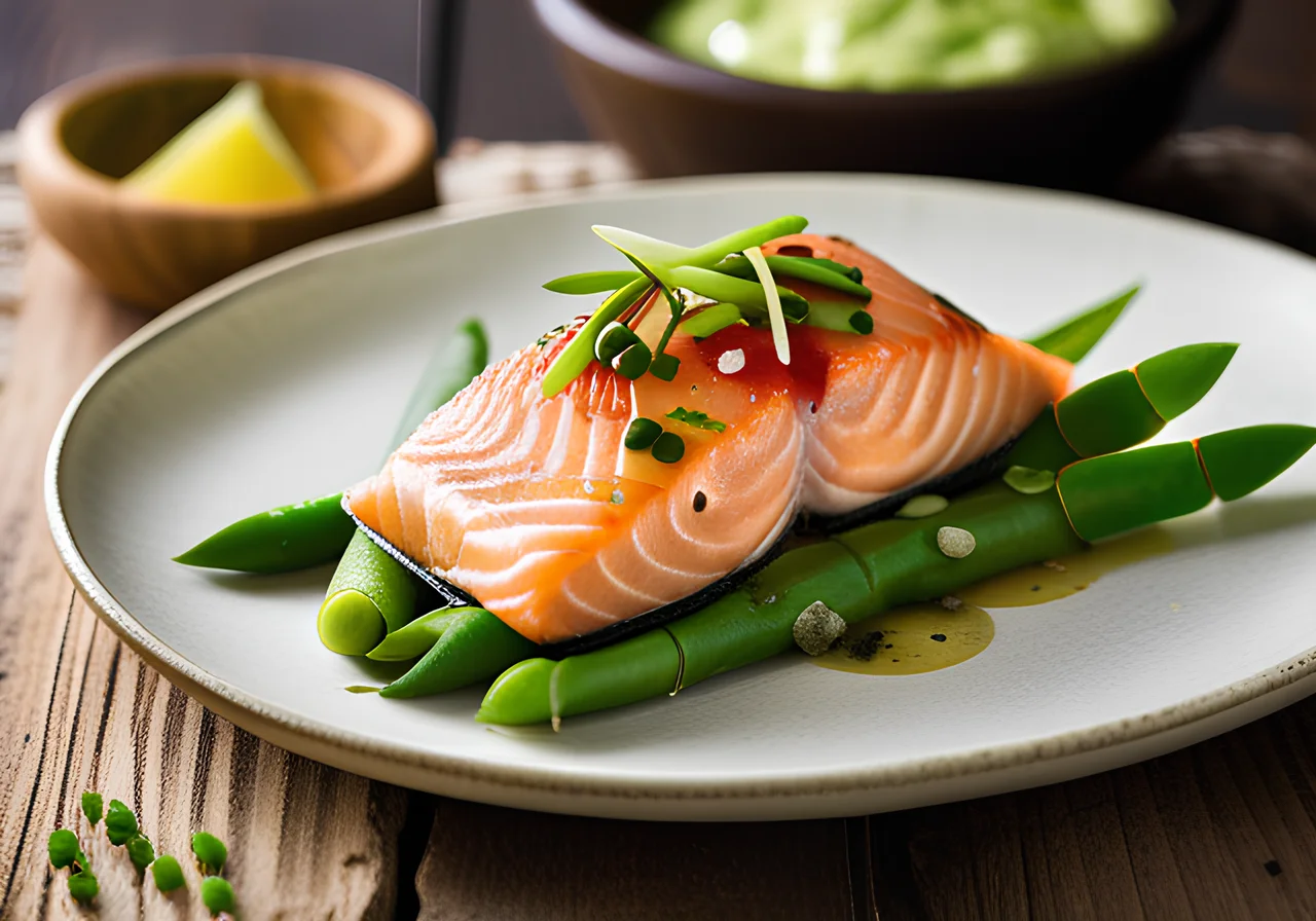 Steamed Salmon with Sugar Snap Peas