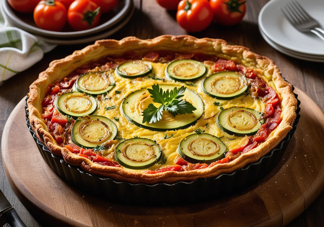 Zucchini Quiche with Tomatoes